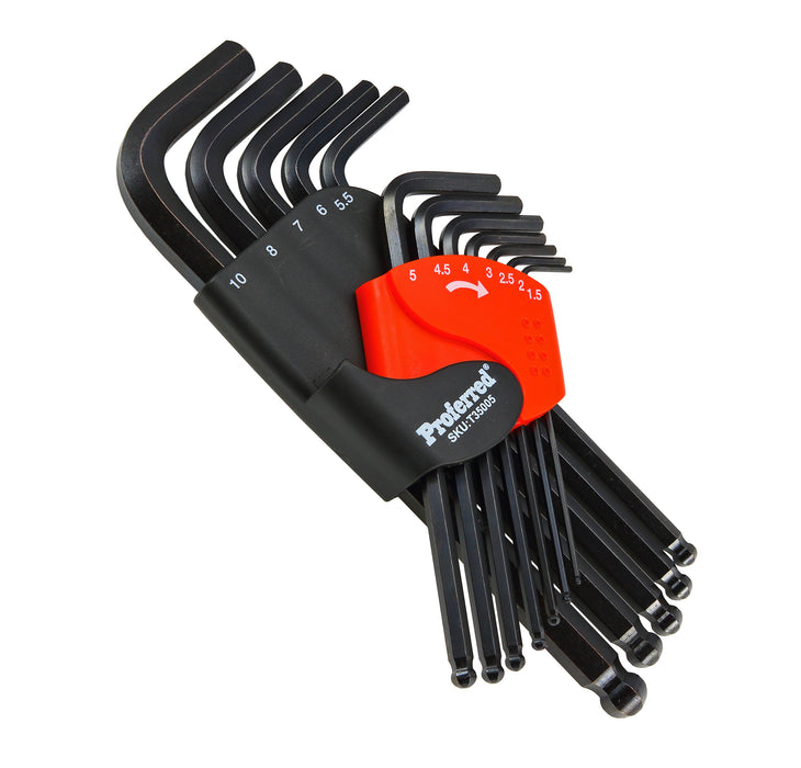 Proferred 12 Piece Metric Long Arm Ball Point Hex Key Set